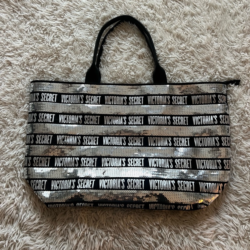 Victoria's Secret Shimmering Black and Silver Tote